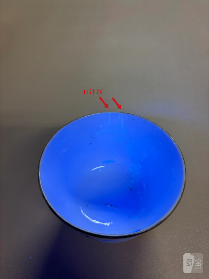清 粉彩人物纹杯、青花花卉纹盘一组两件 - 图7